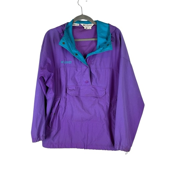 Columbia Sportswear Vintage Purple Teal Windbreaker Pullover Jacket Women Medium - Picture 1 of 7